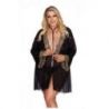 Schwarzer Morgenrock mit Leoprint von Anais Apparel Plus Size