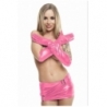 Pinker Wetlook Minirock von 7-Heaven
