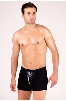 Schwarze Boxer-Shorts mit Wetlook-Front | heiße Männer-Dessous günstig