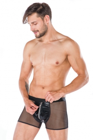 Schwarze Boxershort aus Wetlook und Tüll