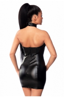 Schwarzes Wetlook Minikleid von Saresia