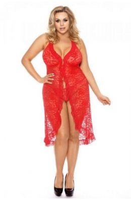 Rotes langes Kleid AA052066 von Anais Apparel Plus Size